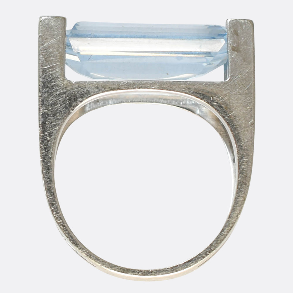 Vintage French 6.6ct Aquamarine Statement Ring