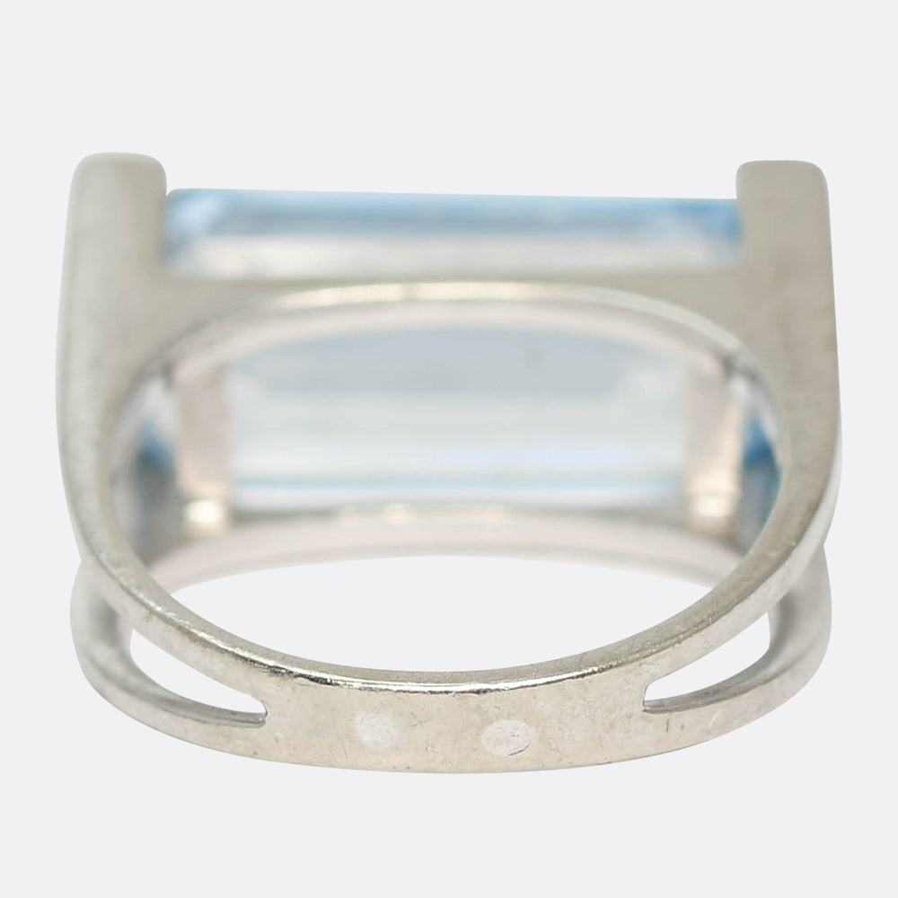 Vintage French 6.6ct Aquamarine Statement Ring