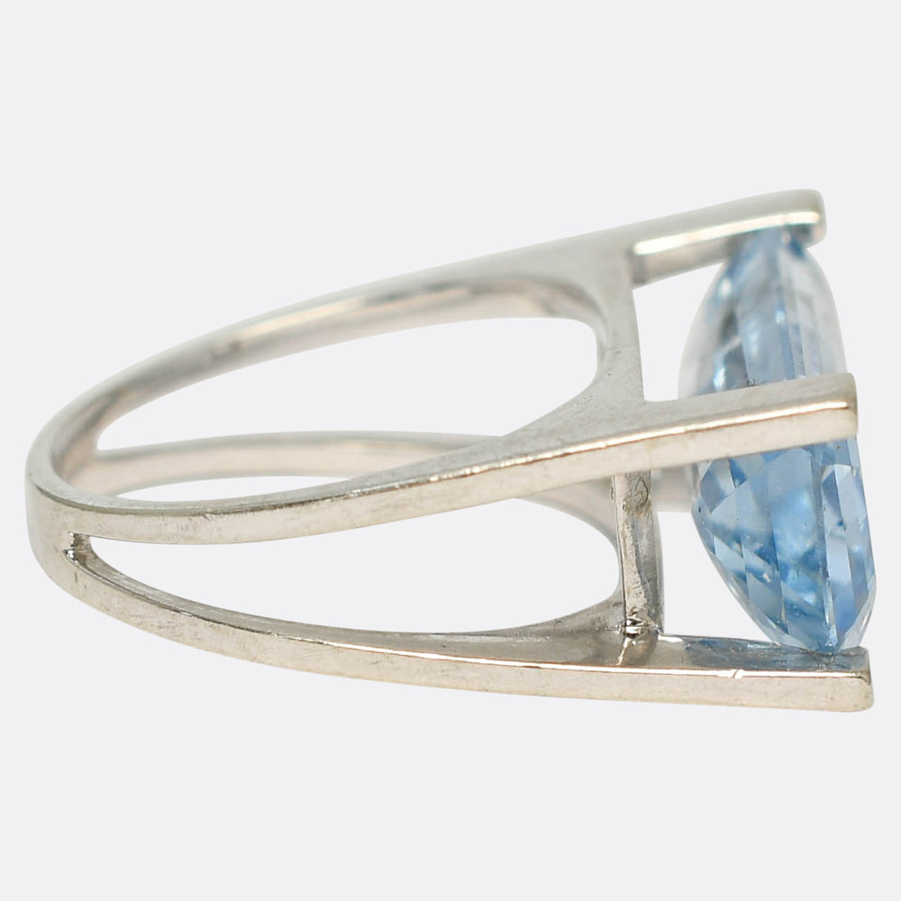 Vintage French 6.6ct Aquamarine Statement Ring
