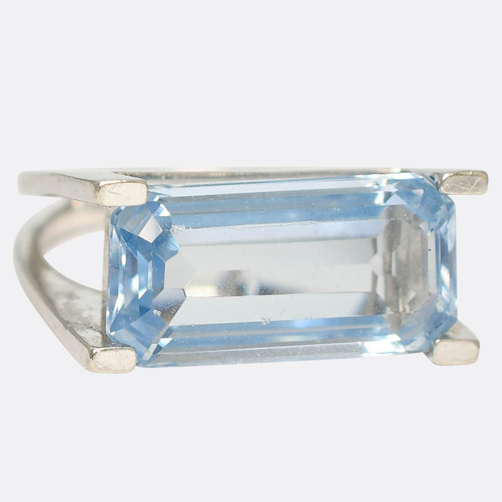 Vintage French 6.6ct Aquamarine Statement Ring