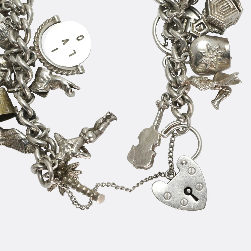 Vintage Fully Loaded Silver Charm Bracelet