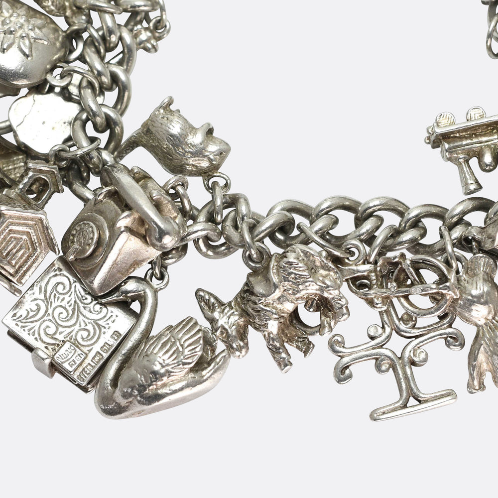 Vintage Fully Loaded Silver Charm Bracelet
