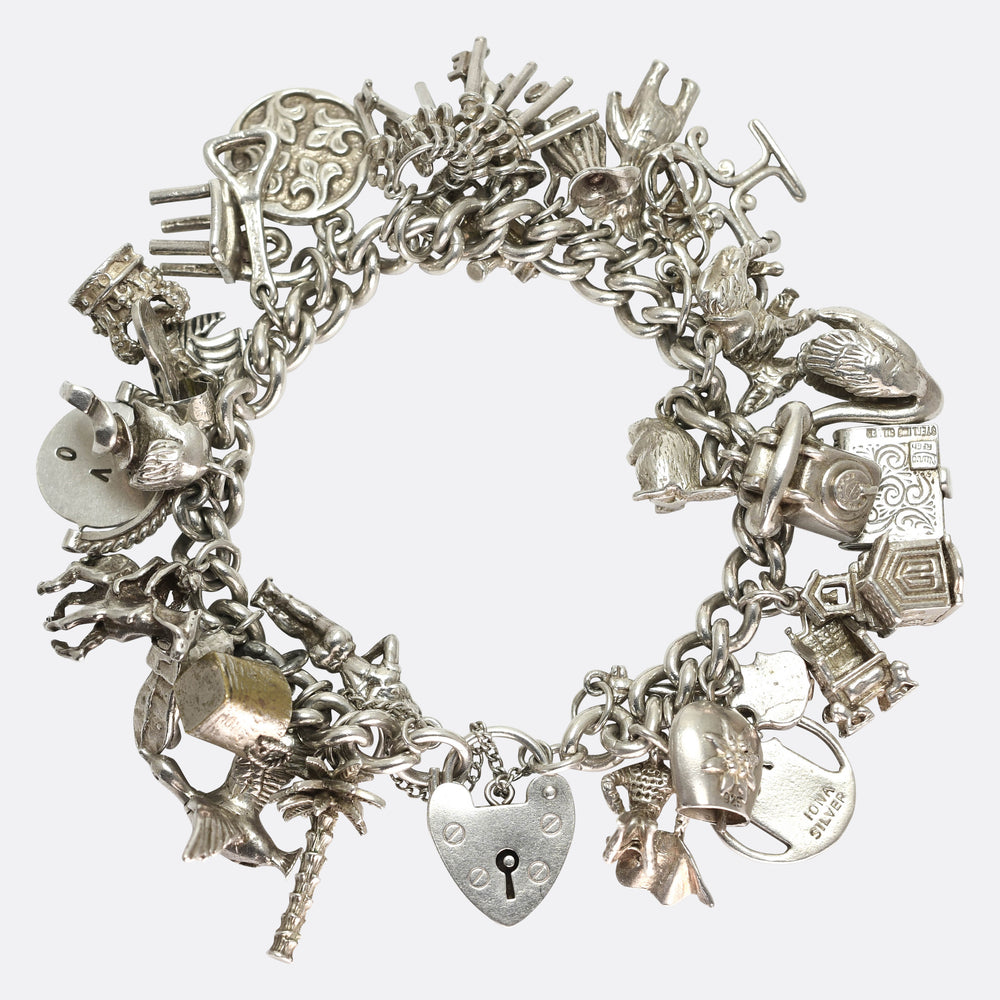 Vintage Fully Loaded Silver Charm Bracelet