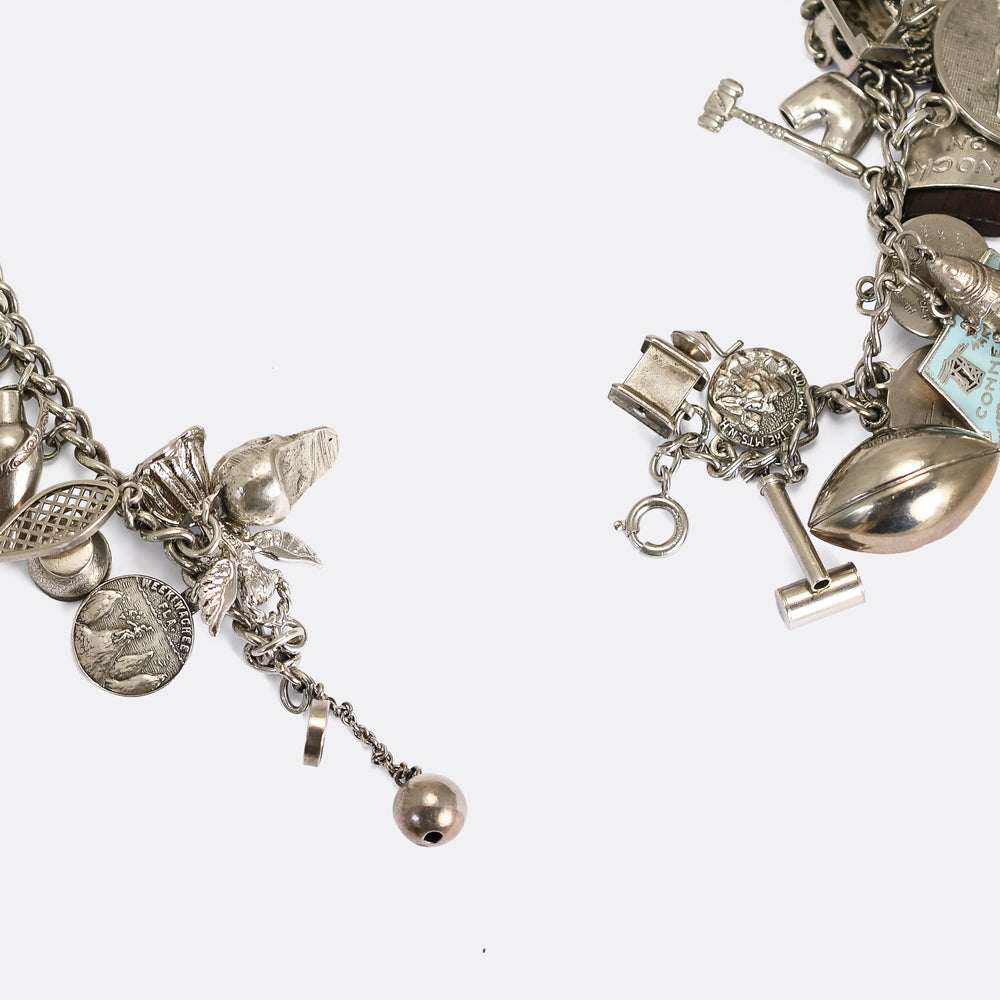 Vintage Fully Loaded Silver Charm Necklace