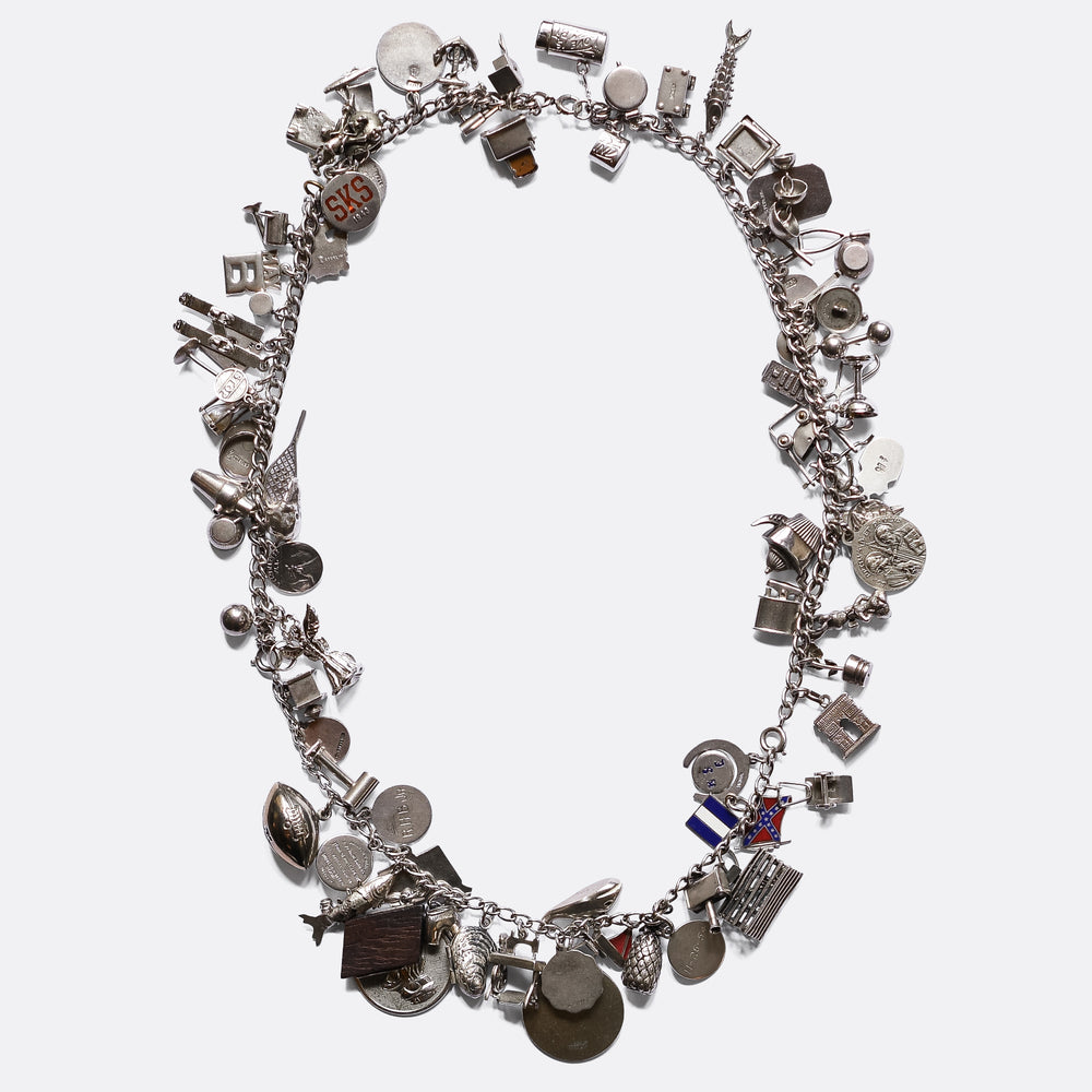 Vintage Fully Loaded Silver Charm Necklace