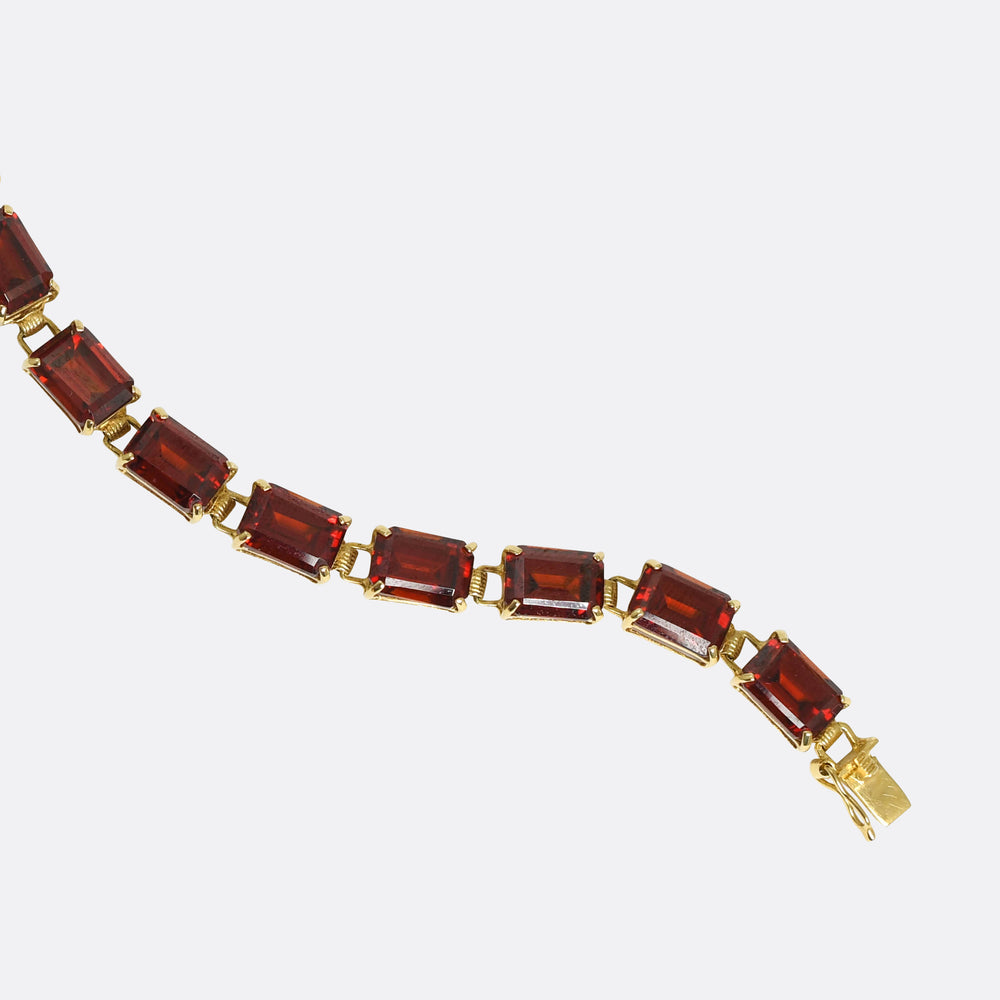 Vintage Garnet 14k Gold Line Bracelet