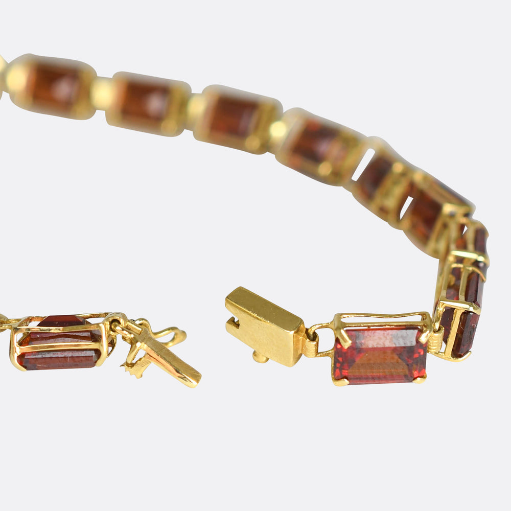 Vintage Garnet 14k Gold Line Bracelet