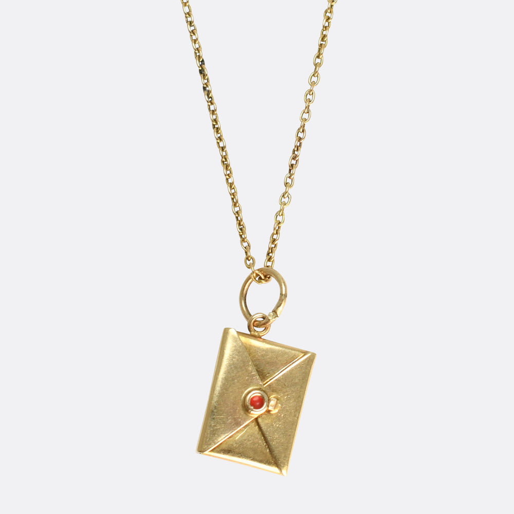 Vintage Gold I Love You Envelope Charm
