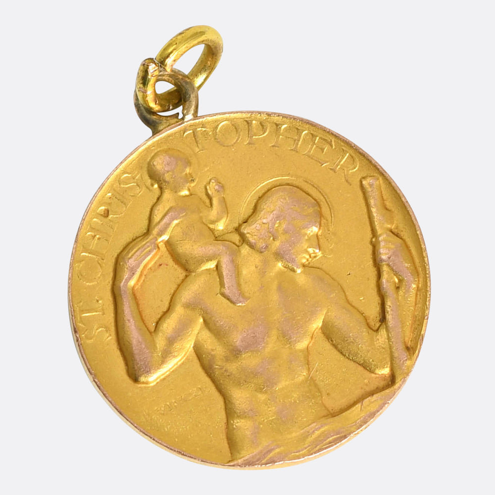 Vintage Gold St Christopher Medallion by Paul Vincze