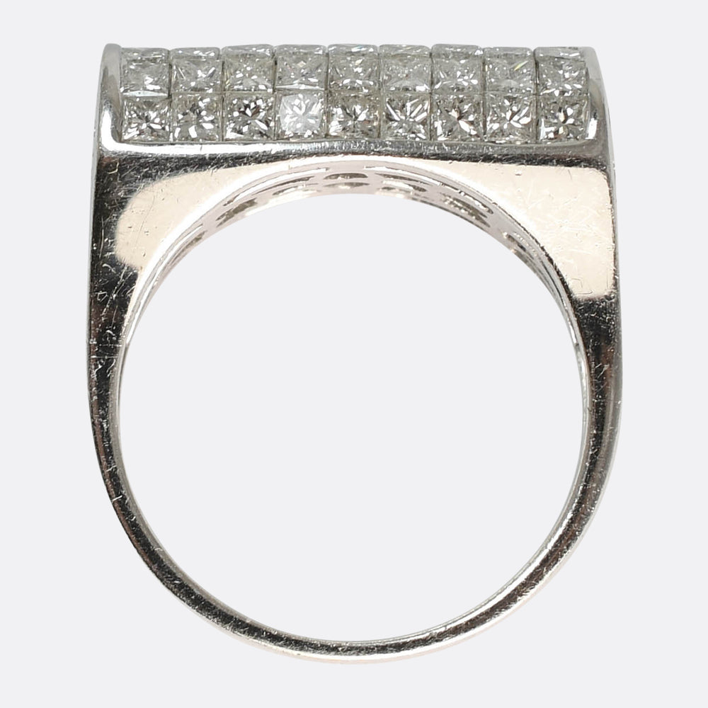 Vintage Princess Cut Diamond Bombé Ring