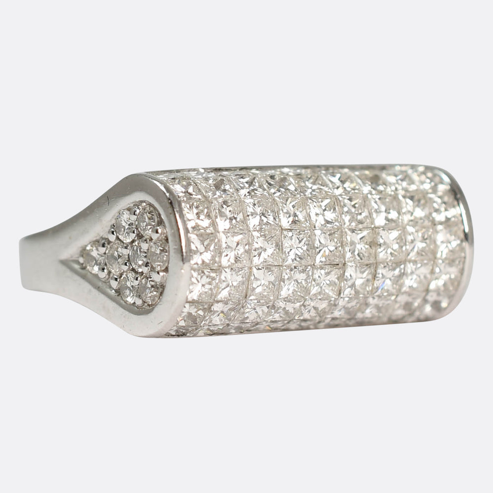 Vintage Princess Cut Diamond Bombé Ring