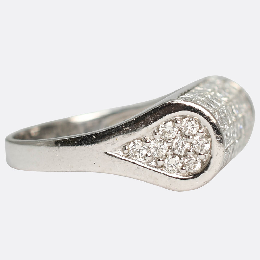 Vintage Princess Cut Diamond Bombé Ring