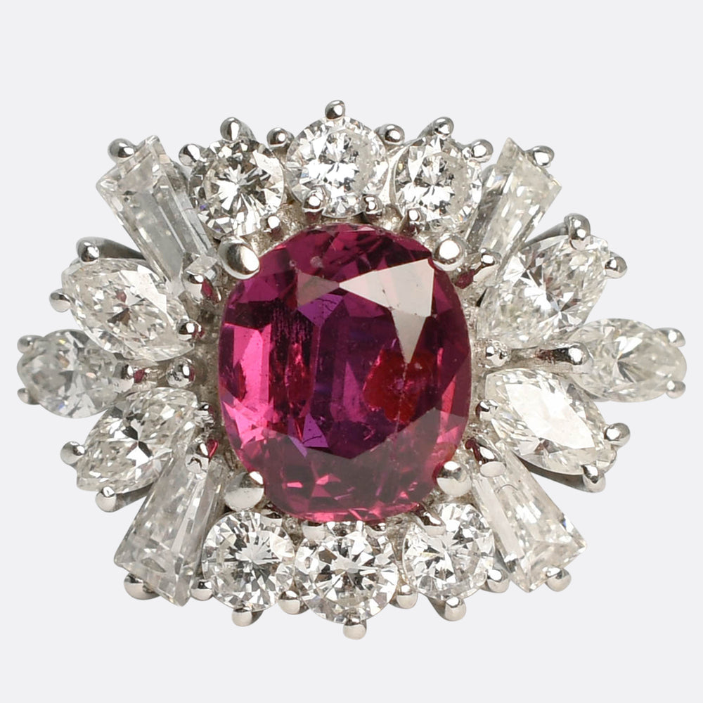 Vintage Ruby & Diamond Cluster Ring