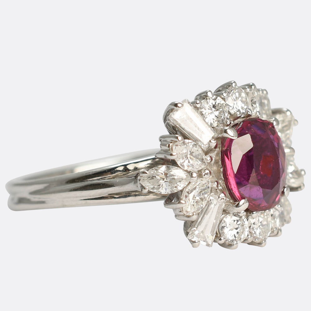Vintage Ruby & Diamond Cluster Ring