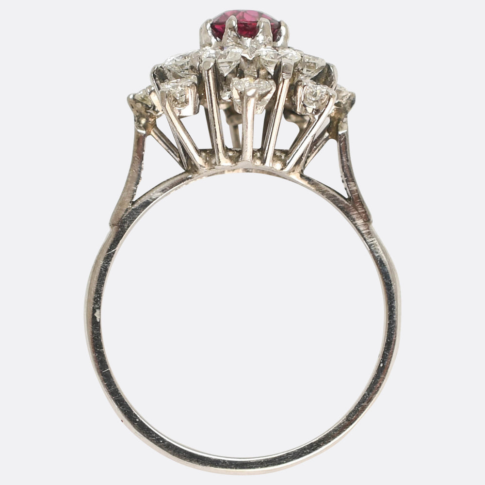 Vintage Ruby & Diamond Flower Cluster Ring