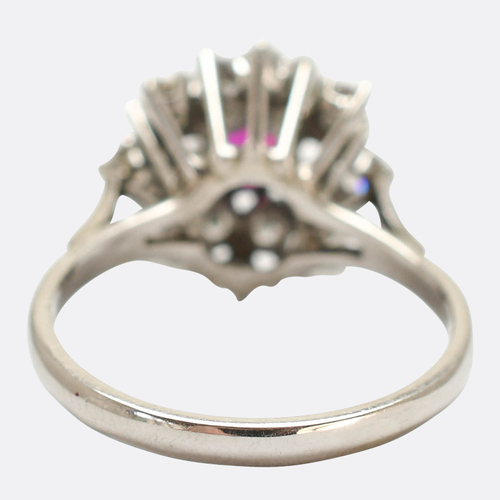 Vintage Ruby & Diamond Flower Cluster Ring
