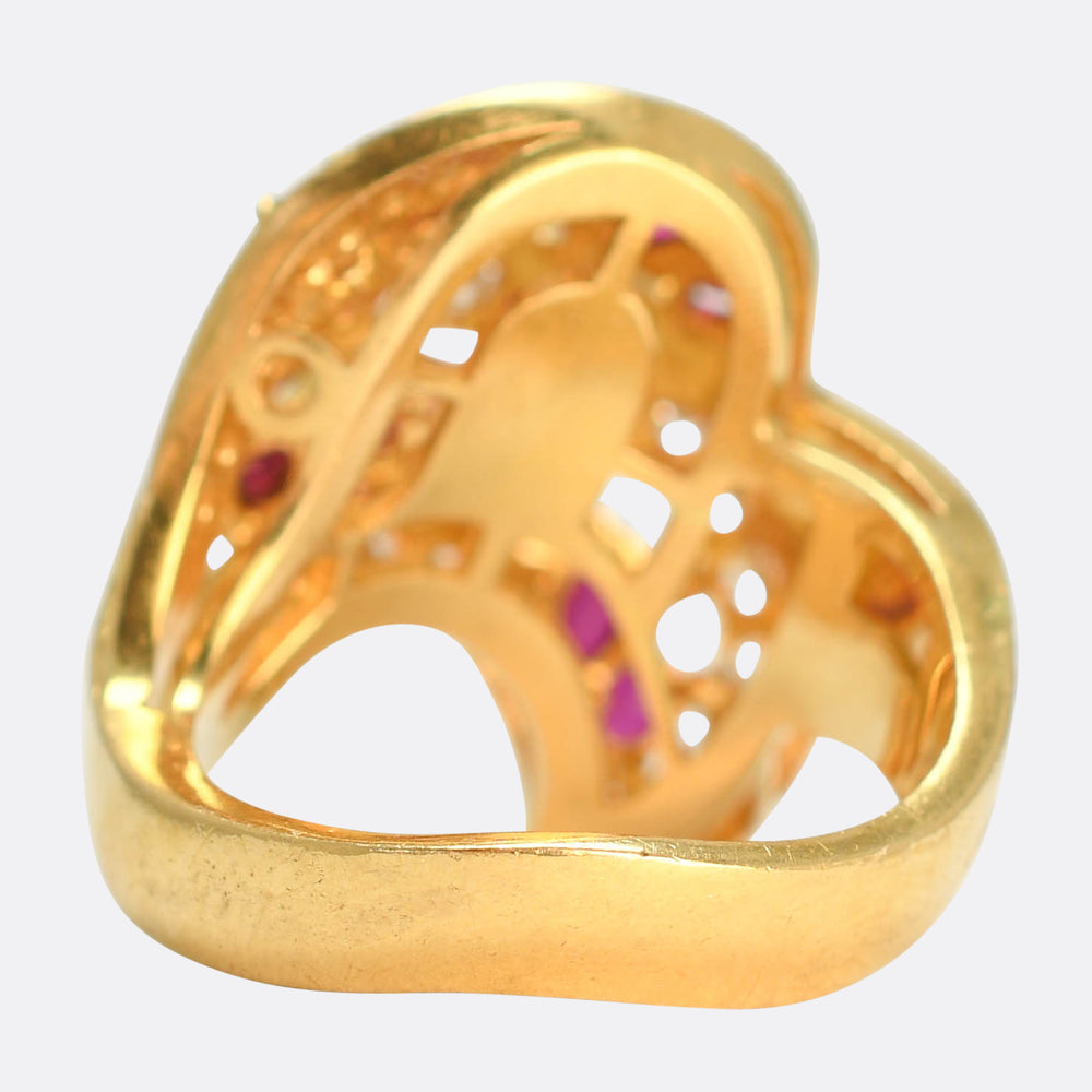 Vintage Ruby & Diamond Swirling Cocktail Ring by Kutchinksy