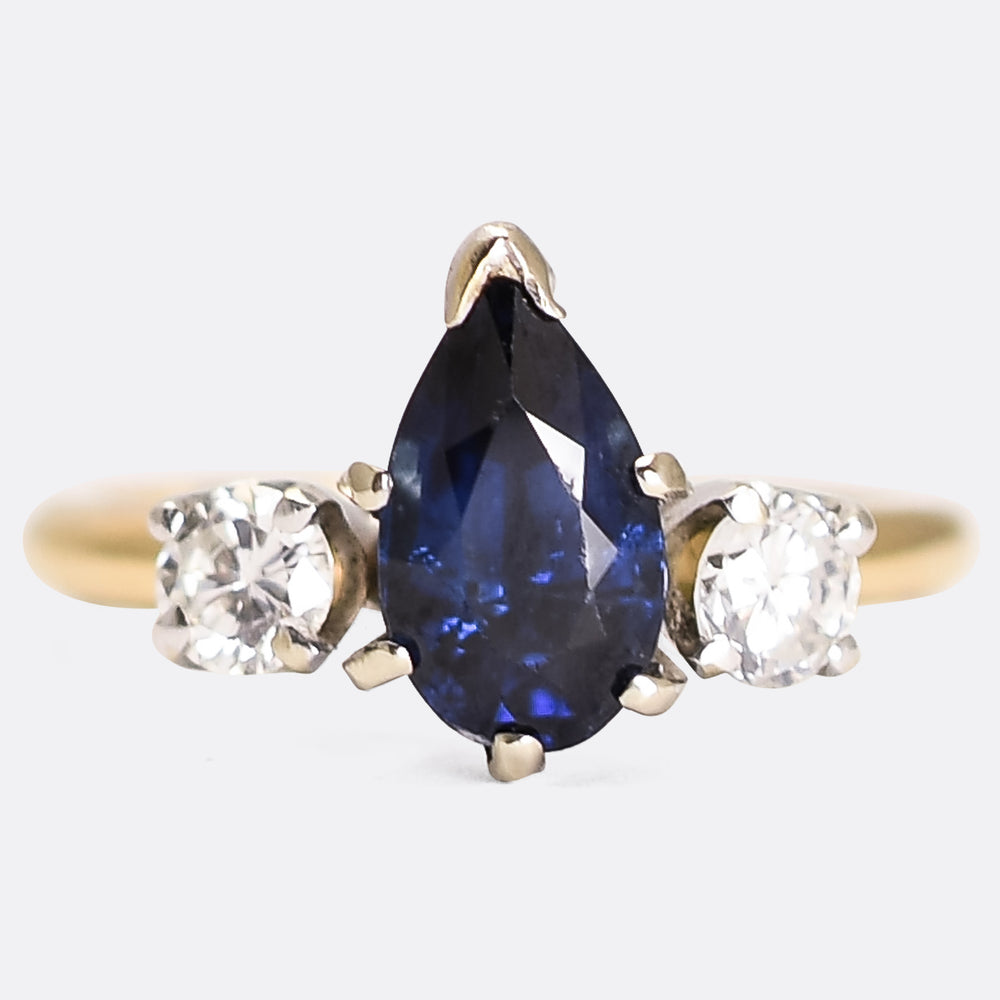 Vintage Sapphire & Diamond 3-Stone Ring