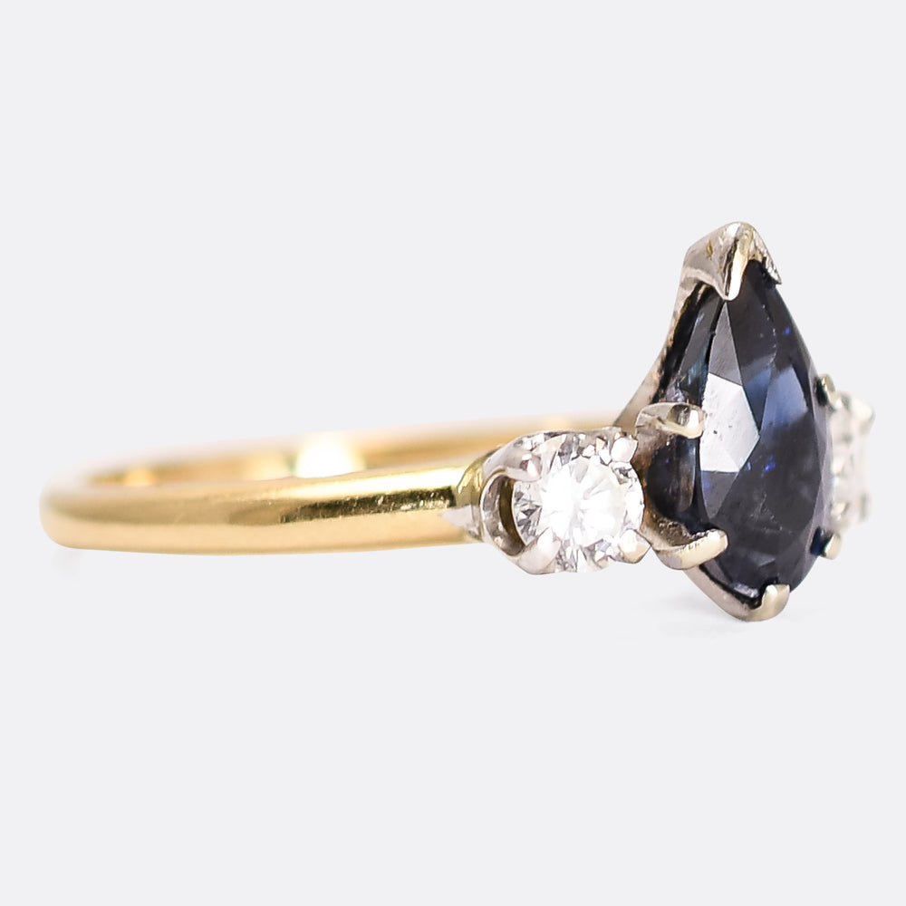Vintage Sapphire & Diamond 3-Stone Ring
