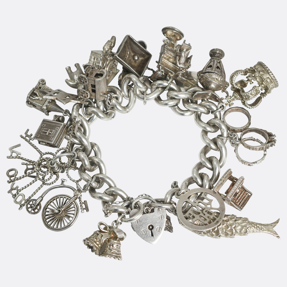 Vintage Silver Fully Loaded Charm Bracelet