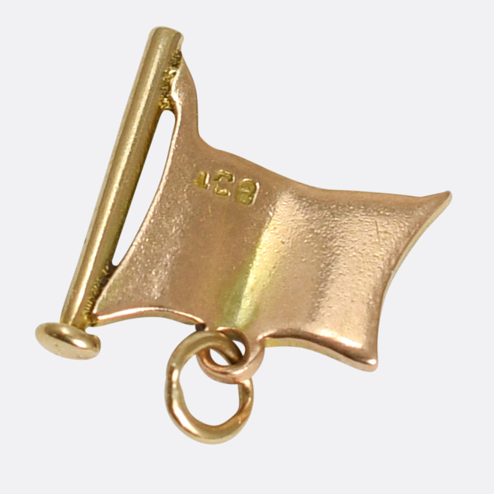 WW1 Gold Enamel Union Jack Flag Charm