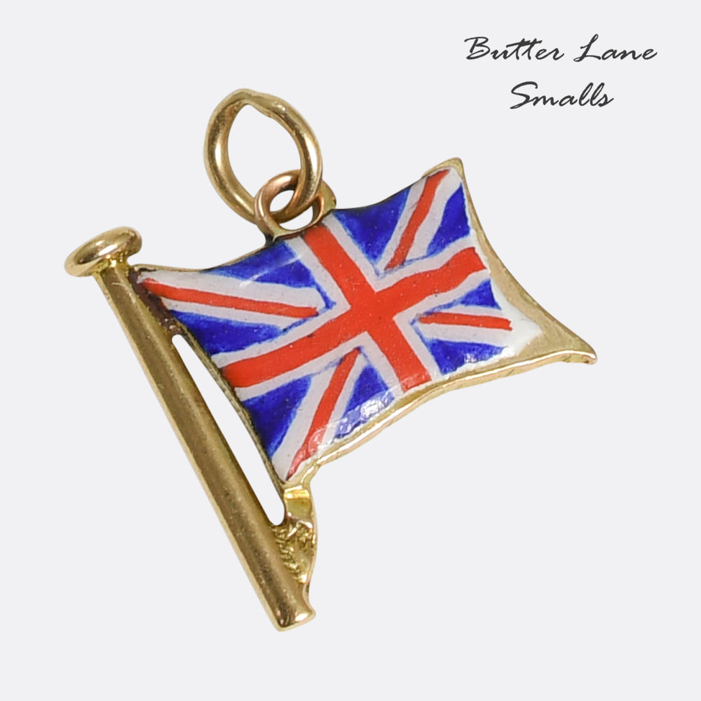 WW1 Gold Enamel Union Jack Flag Charm