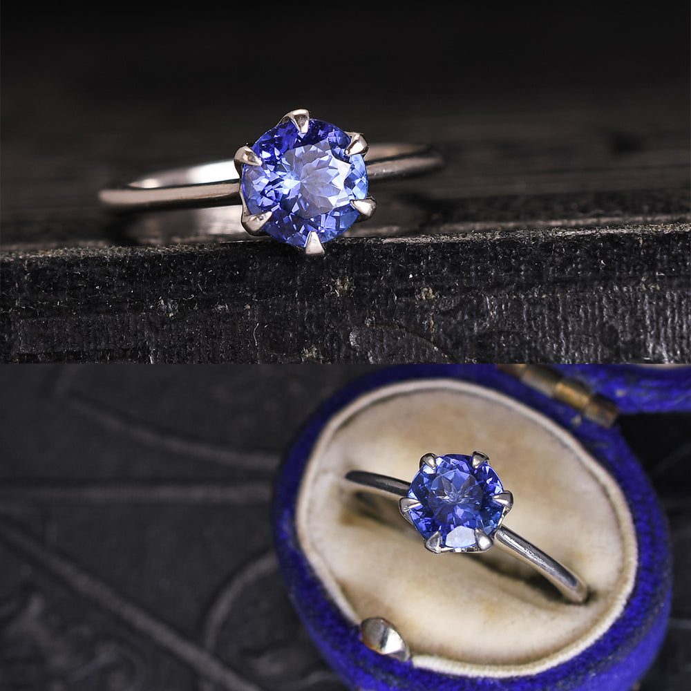 Contemporary Platinum 1ct Tanzanite Solitaire Ring