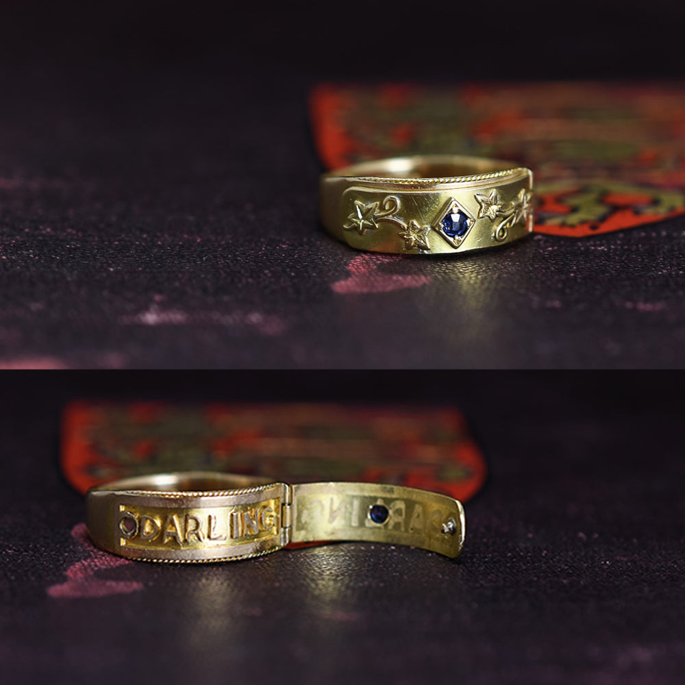 Edwardian Sapphire 18k Gold DARLING Locket Ring