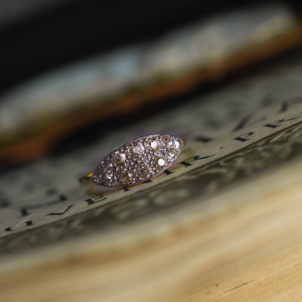 Edwardian period pavé set diamond cluster ring. c1910