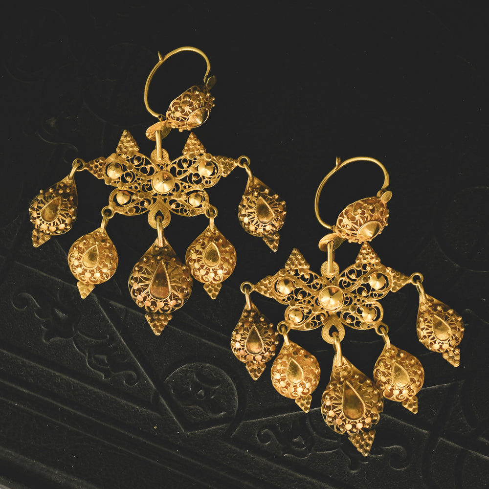 Georgian Filigree Poissarde Earrings