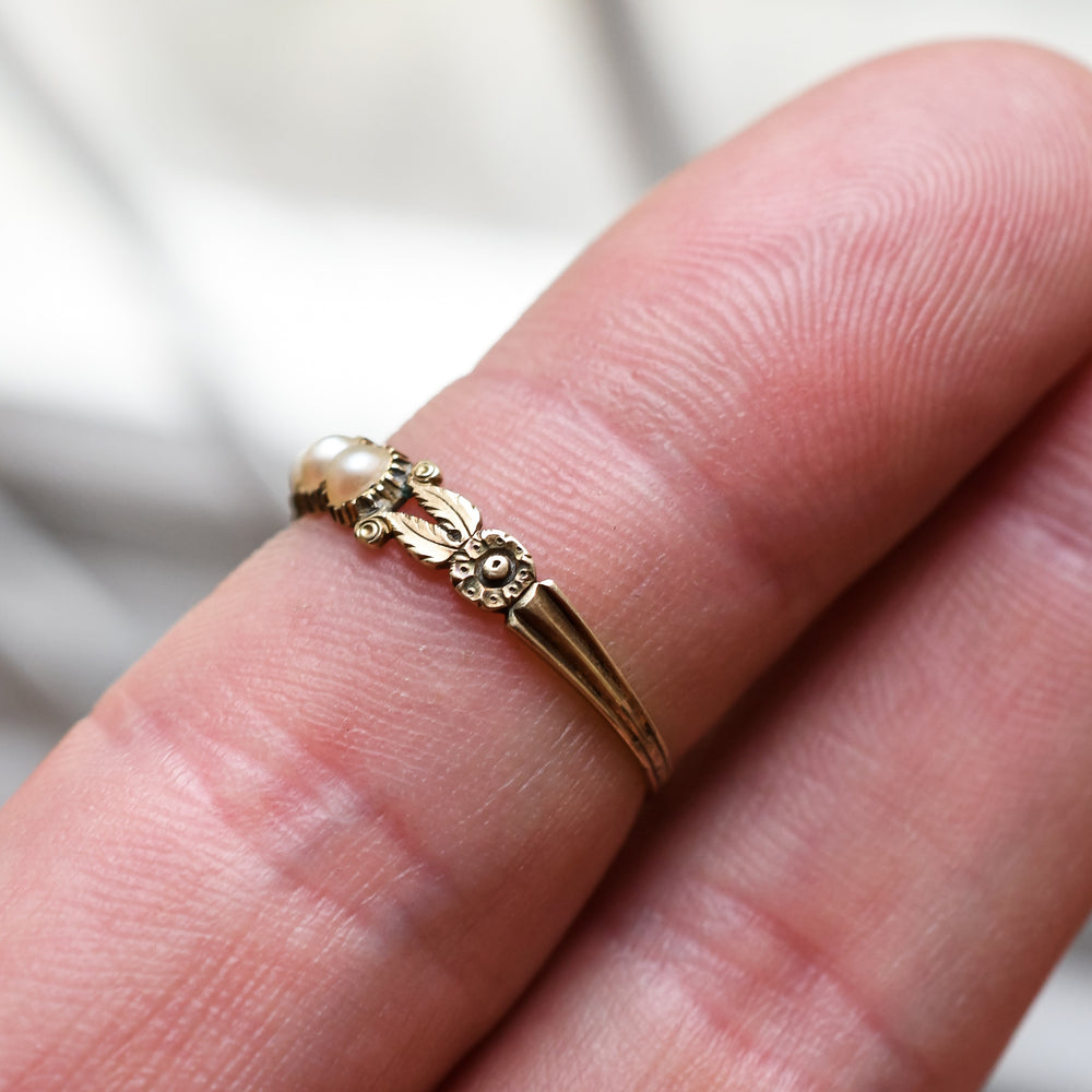 Georgian Pearl Half Hoop Eternity Ring