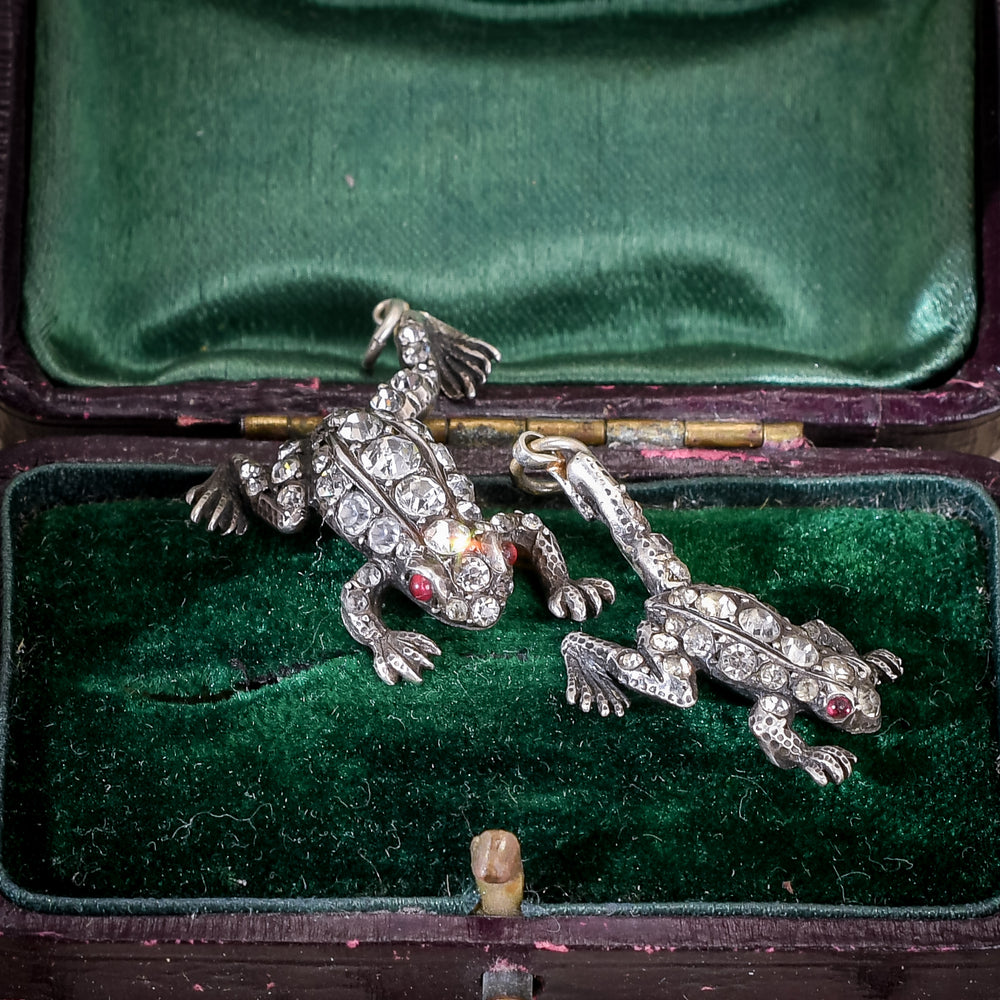 Victorian Mummy & Baby Frog Pendants