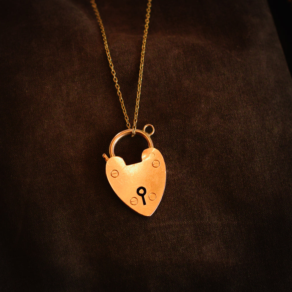 Victorian Rose Gold Heart Padlock Pendant