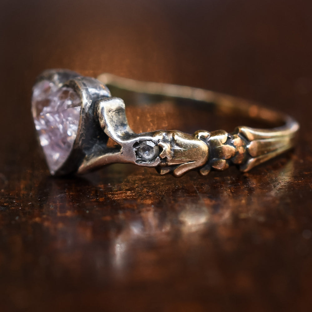 Georgian Pink Heart Diamond Solitaire Ring