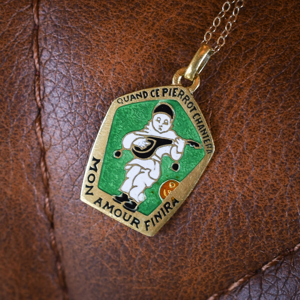 Victorian Pierrot Enamel Love Token Pendant
