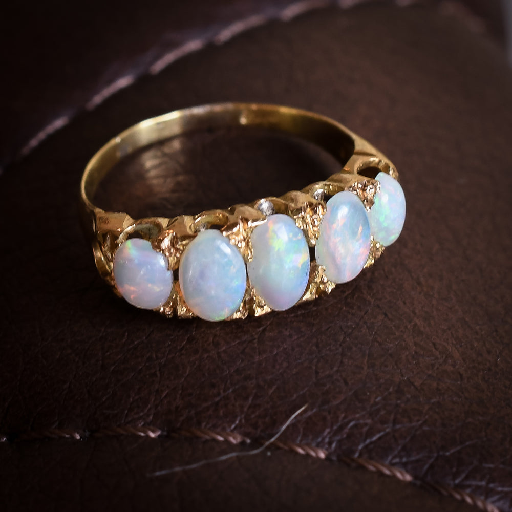 Victorian 18k Gold Opal 5-Stone Ring