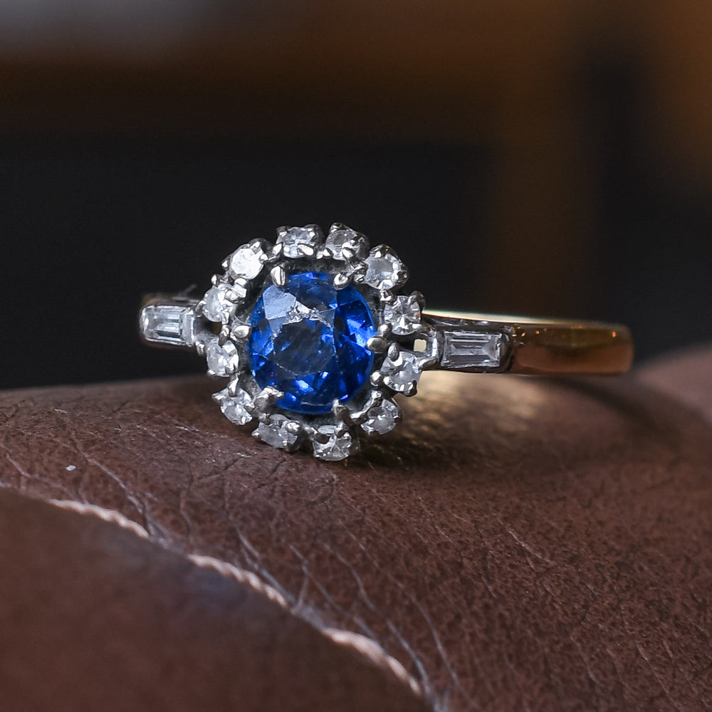 Art Deco Sapphire & Diamond Cluster Ring
