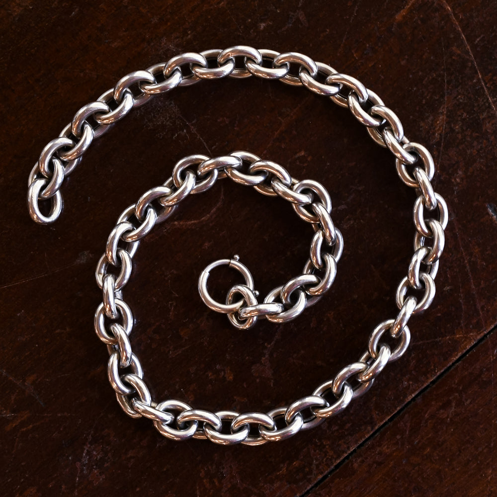 Victorian Chunky Silver Chain Necklace