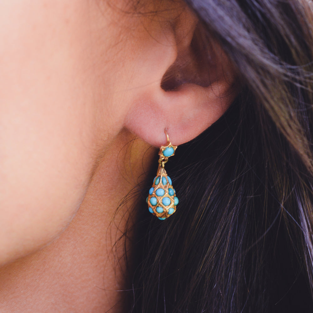 Victorian Turquoise Pear Drop Earrings