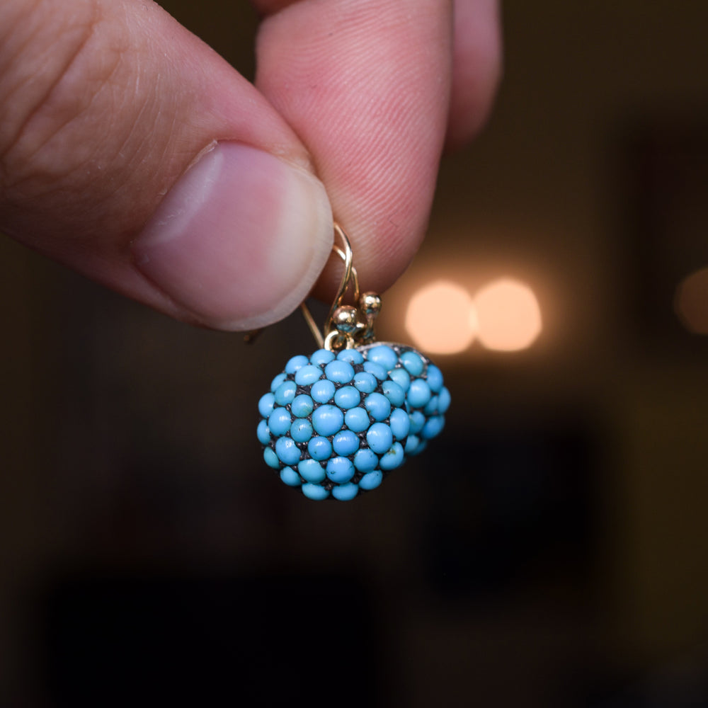 Victorian Pavé Turquoise Dome Earrings