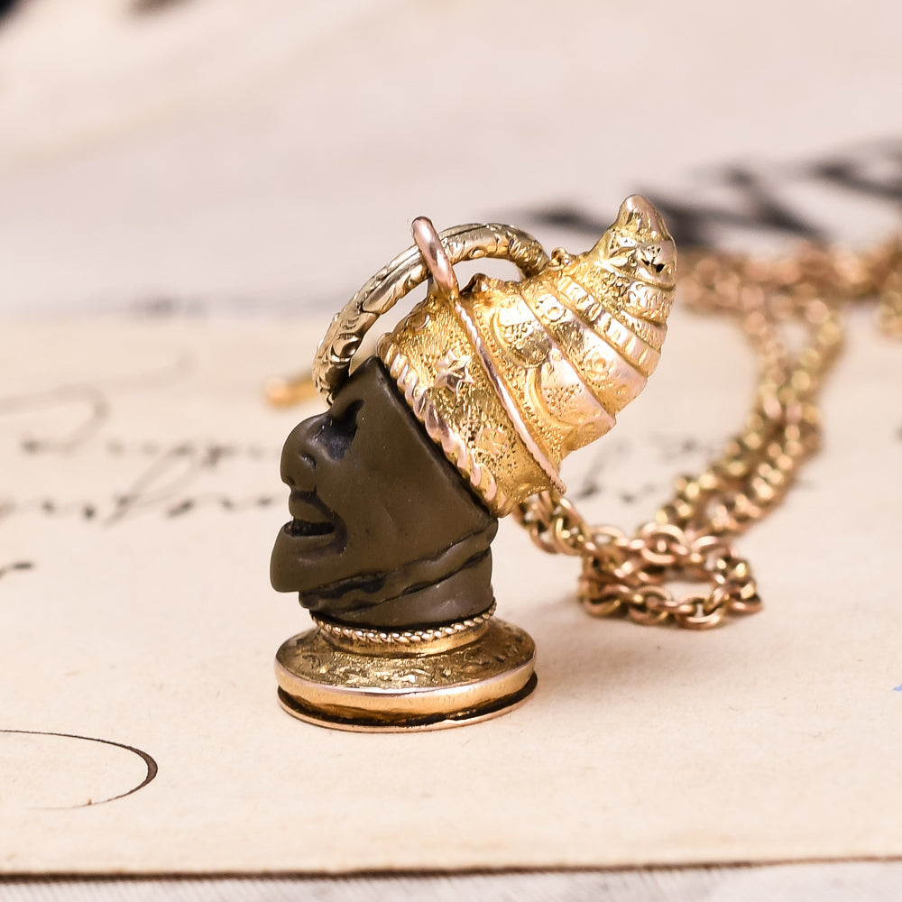 Georgian Gold & Lava Pulchinella Pendant