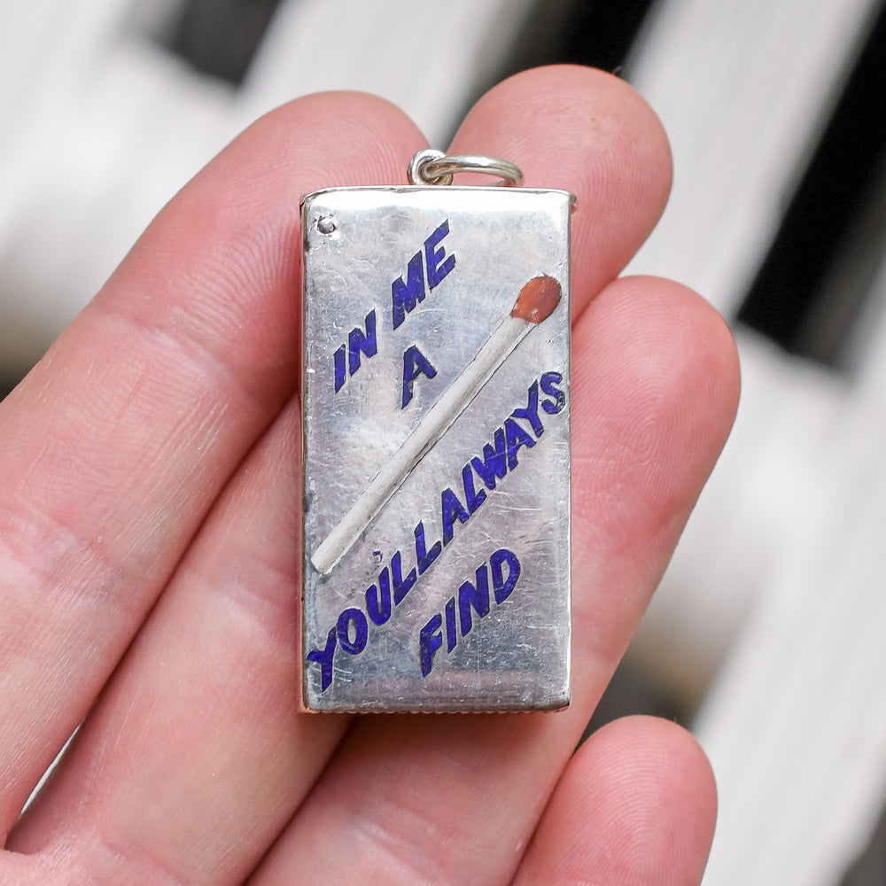 Victorian Enamelled Find A Match Vesta Case Pendant