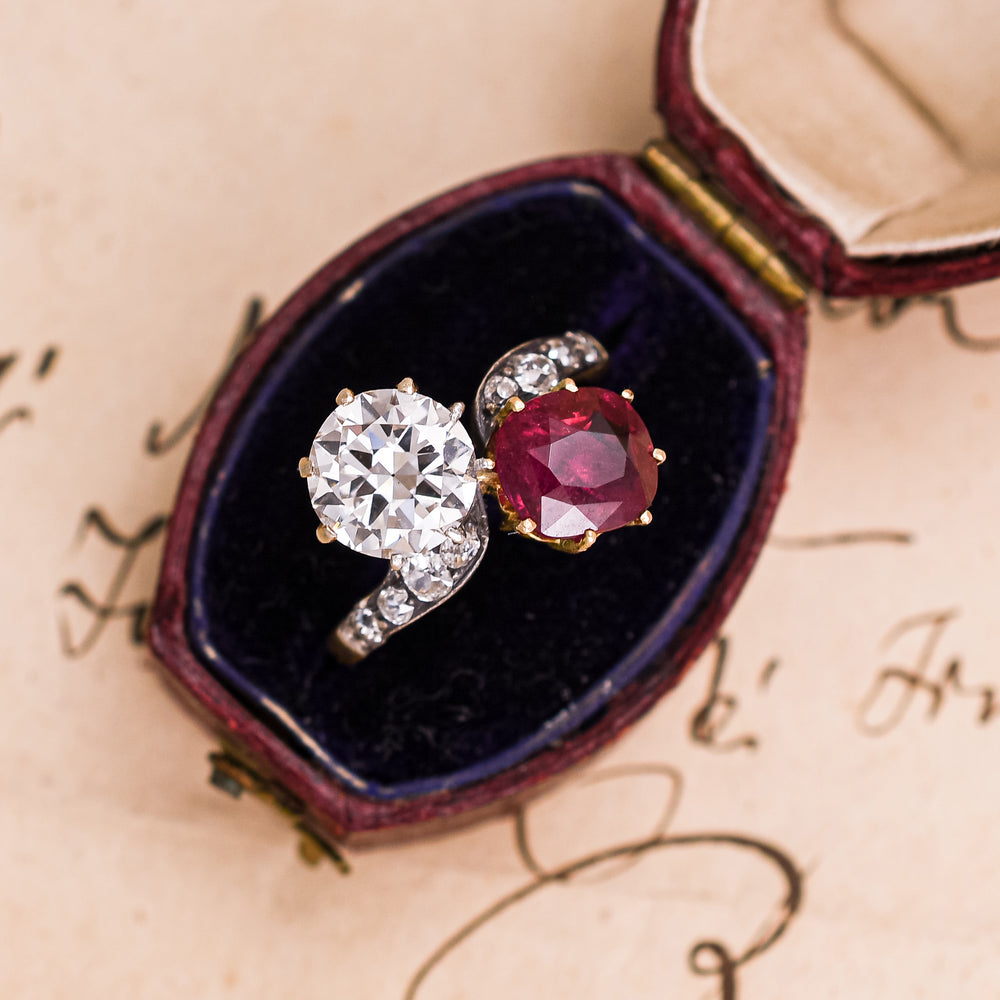 Art Nouveau Diamond & Burma Ruby