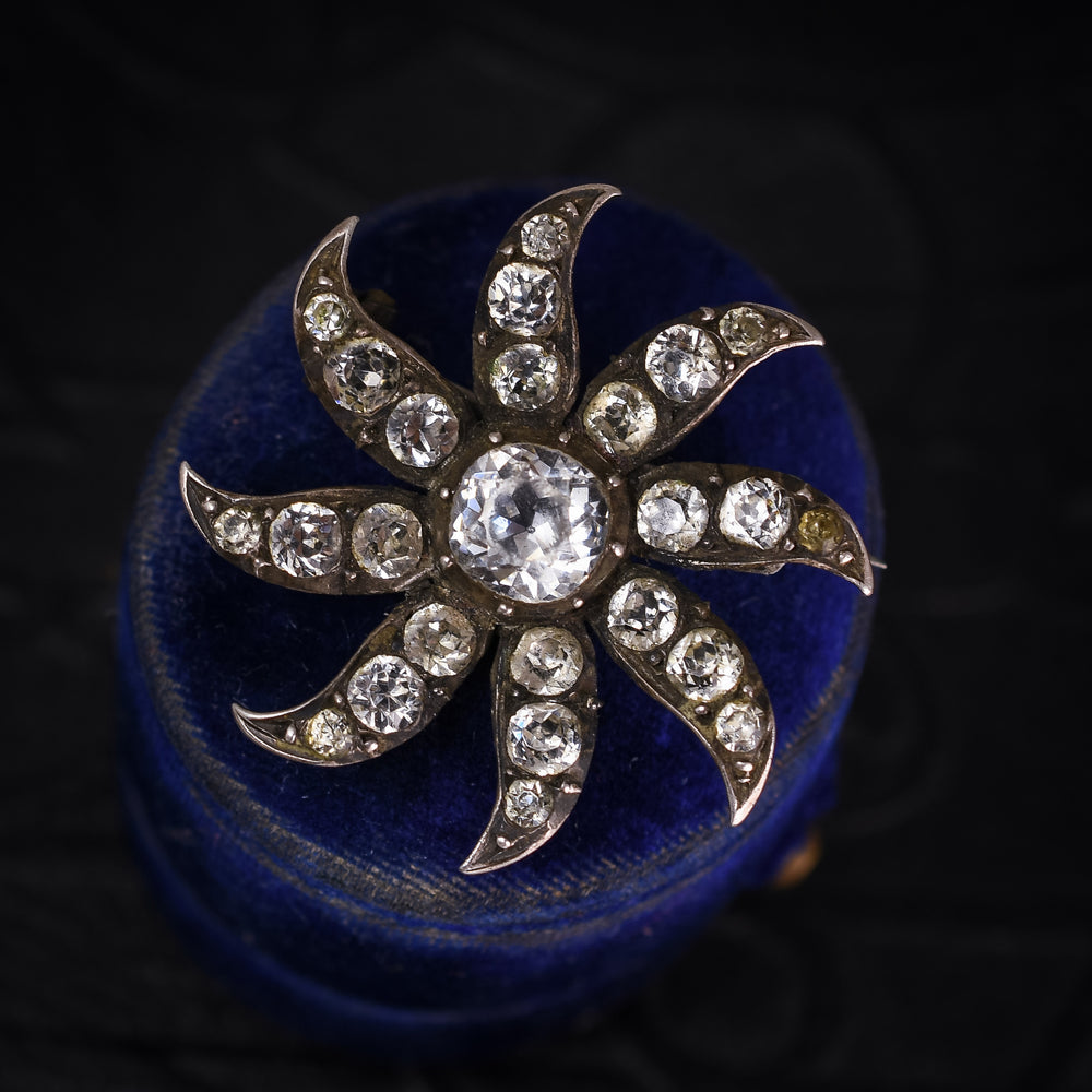 Georgian White Paste Starburst Brooch