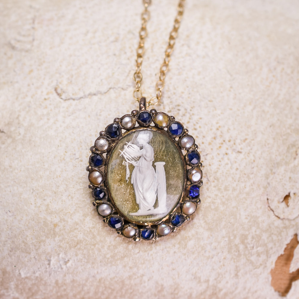 Georgian Terpsichore Sulphide Cameo Pendant