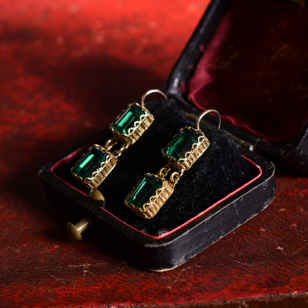 Georgian Emerald Paste Earrings
