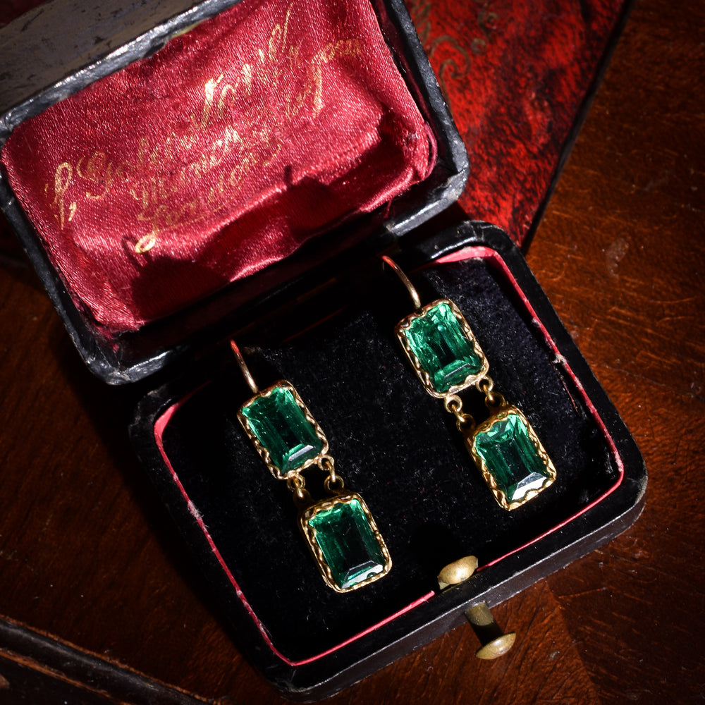 Georgian Emerald Paste Earrings