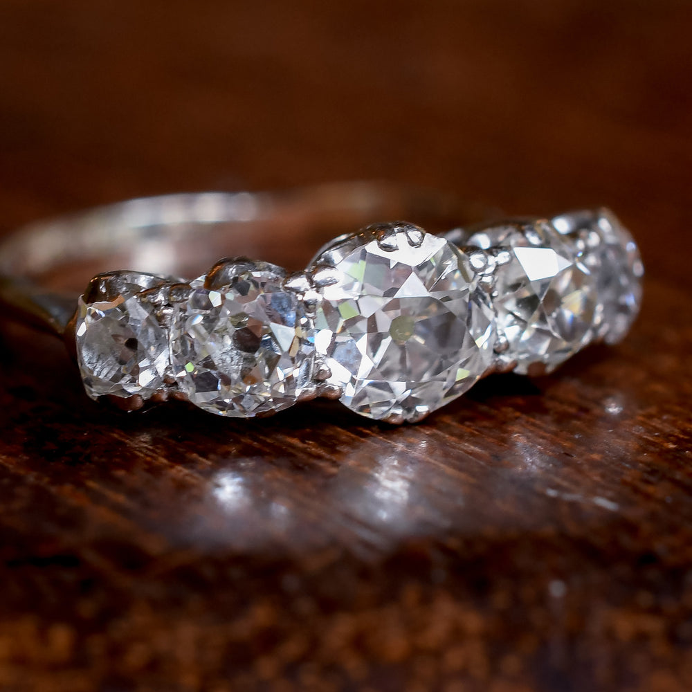 Art Deco 1.88ct Old Euro Diamond 5-Stone Ring