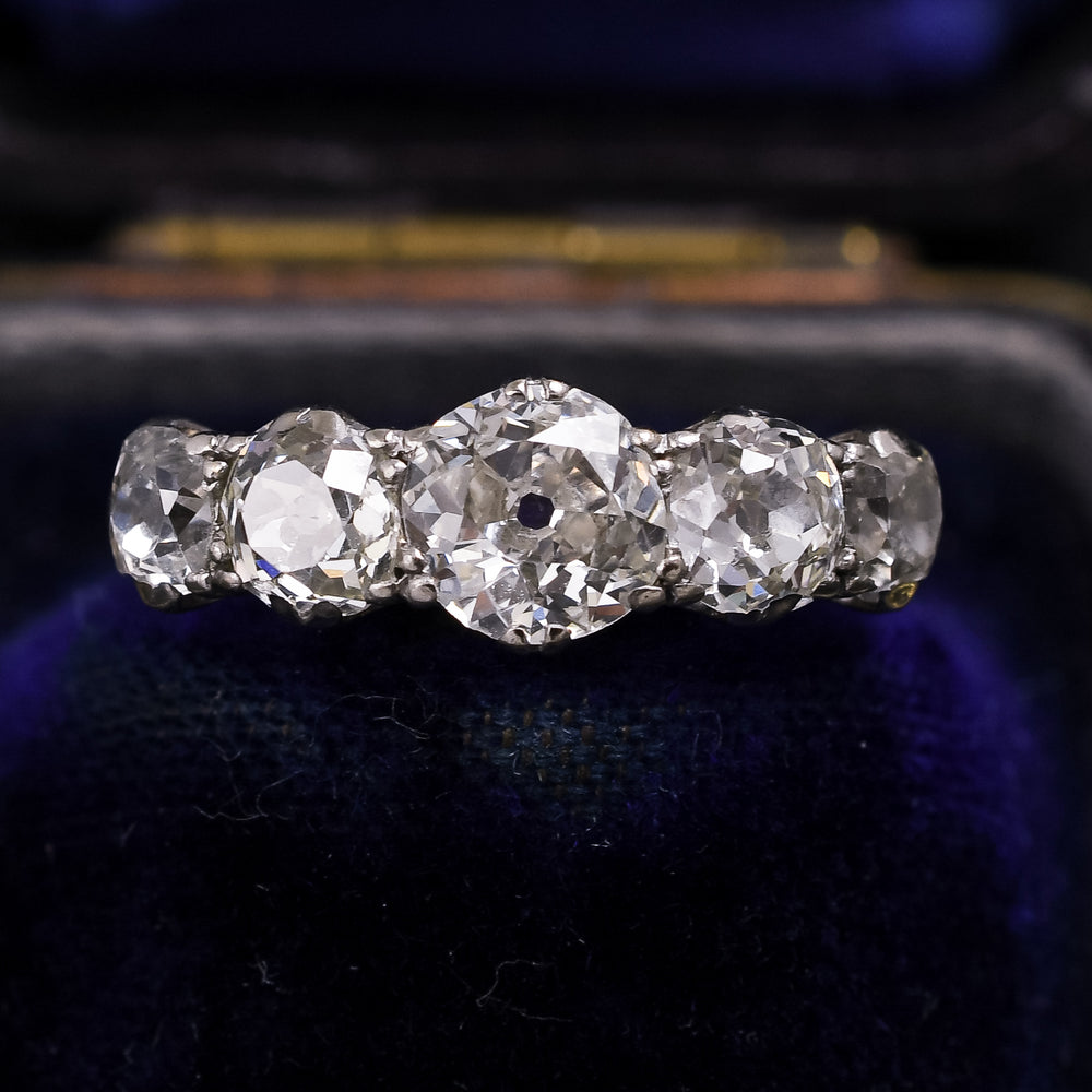 Art Deco 1.88ct Old Euro Diamond 5-Stone Ring