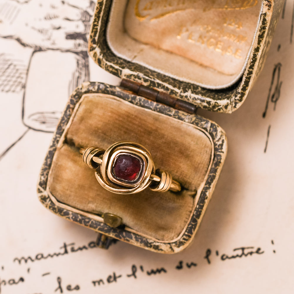 Georgian Garnet Love Knot Ring